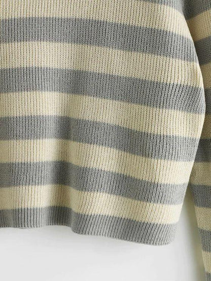 Two Tone Striped Crop Jumper Sweater - LuckyFash™