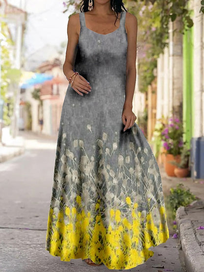 Long Dress Maxi Dress Casual Dress A Line Dress Summer Dress Floral Butterfly Color Gradient Fashion Streetwear Daily Date Going out Print Sleeveless Strap Dress Regular Fit Yellow Red Royal for Women