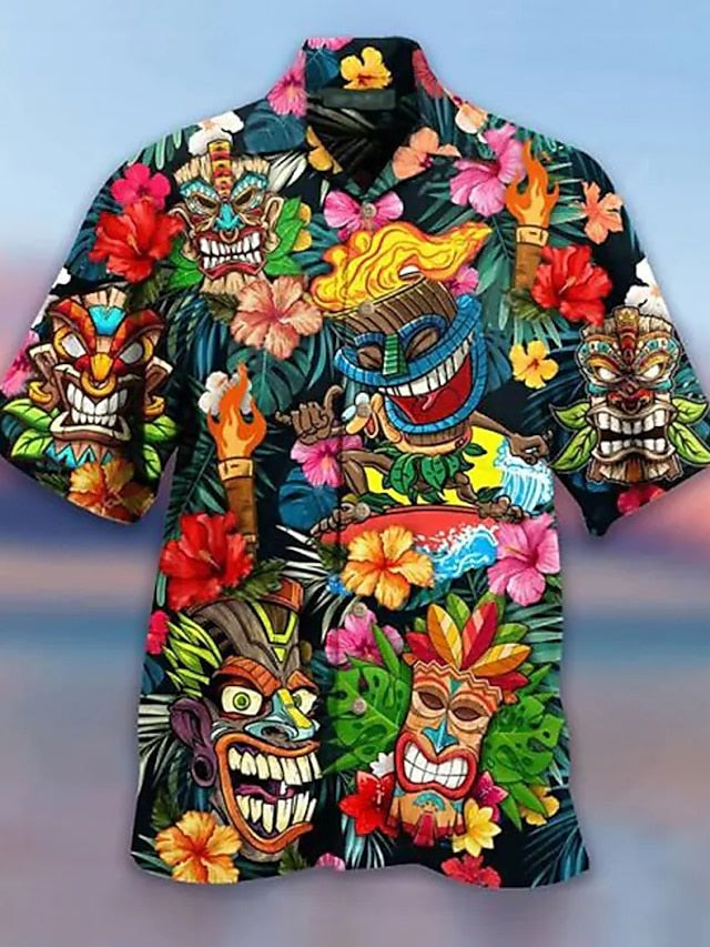 Men's Shirt Summer Hawaiian Shirt Camp Collar Shirt Graphic Shirt Aloha Shirt Parrot Turndown Yellow Light Green Pink Red Blue 3D Print Outdoor Street Short Sleeve Button-Down Clothing Apparel - LuckyFash™