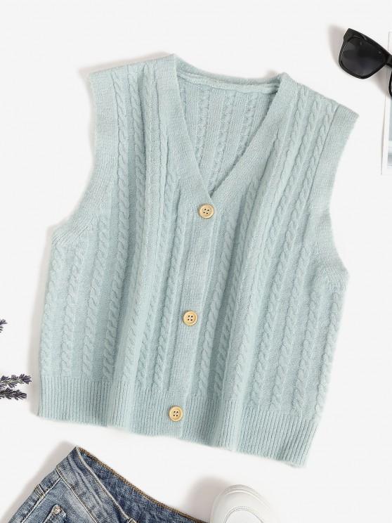 V Neck Button Up Cable Knit Cardigan Vest - LuckyFash™