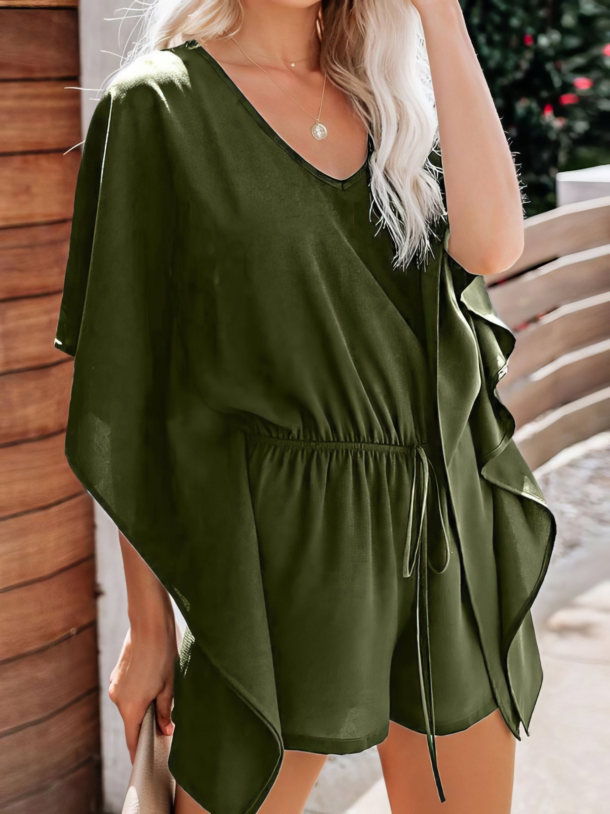 Jumpsuits - V Neck High Waist Wide Loose Casual Jumpsuit - MsDressly