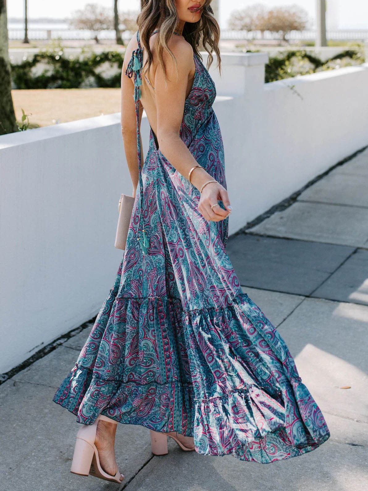 V-Neck Printed Sling Maxi Dresses - LuckyFash™