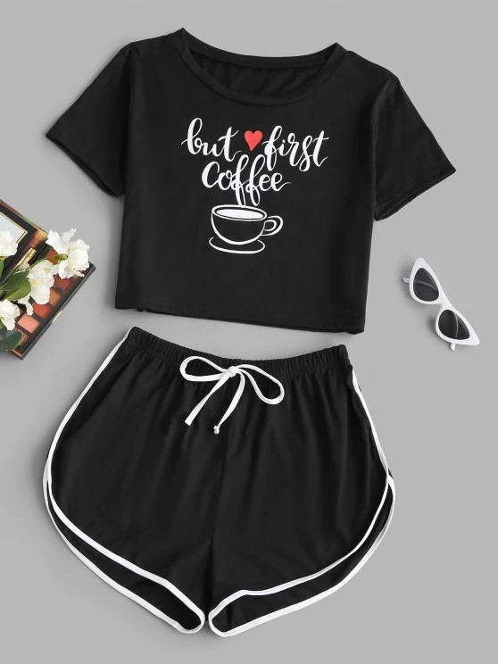 Valentine Heart Coffee Graphic Two Piece Set - LuckyFash™