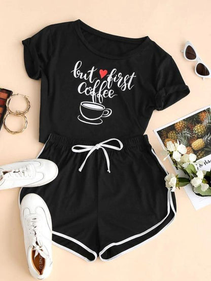 Valentine Heart Coffee Graphic Two Piece Set - LuckyFash™