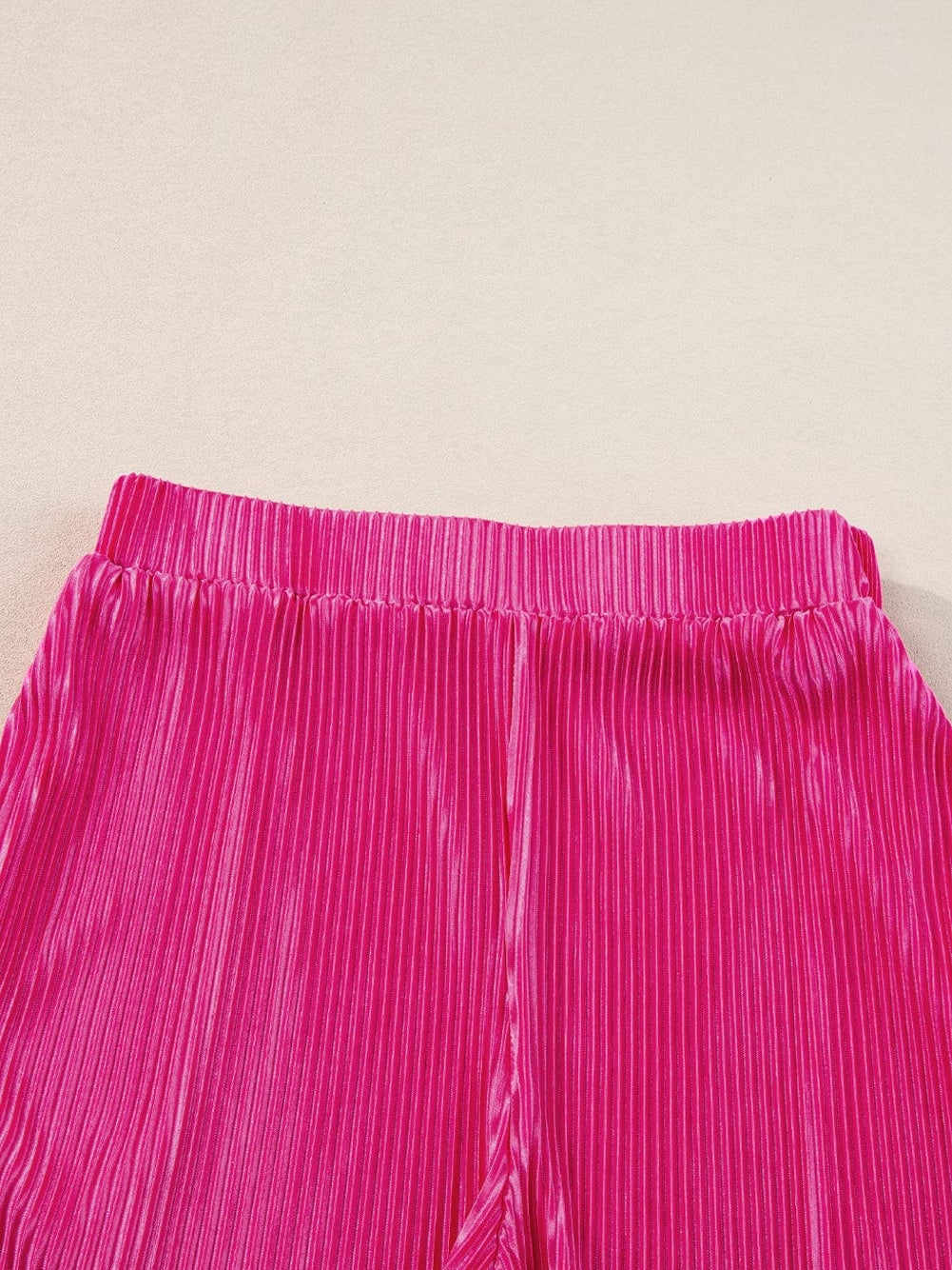 Vibrant Pink Satin Pleated Two-Piece Ensemble