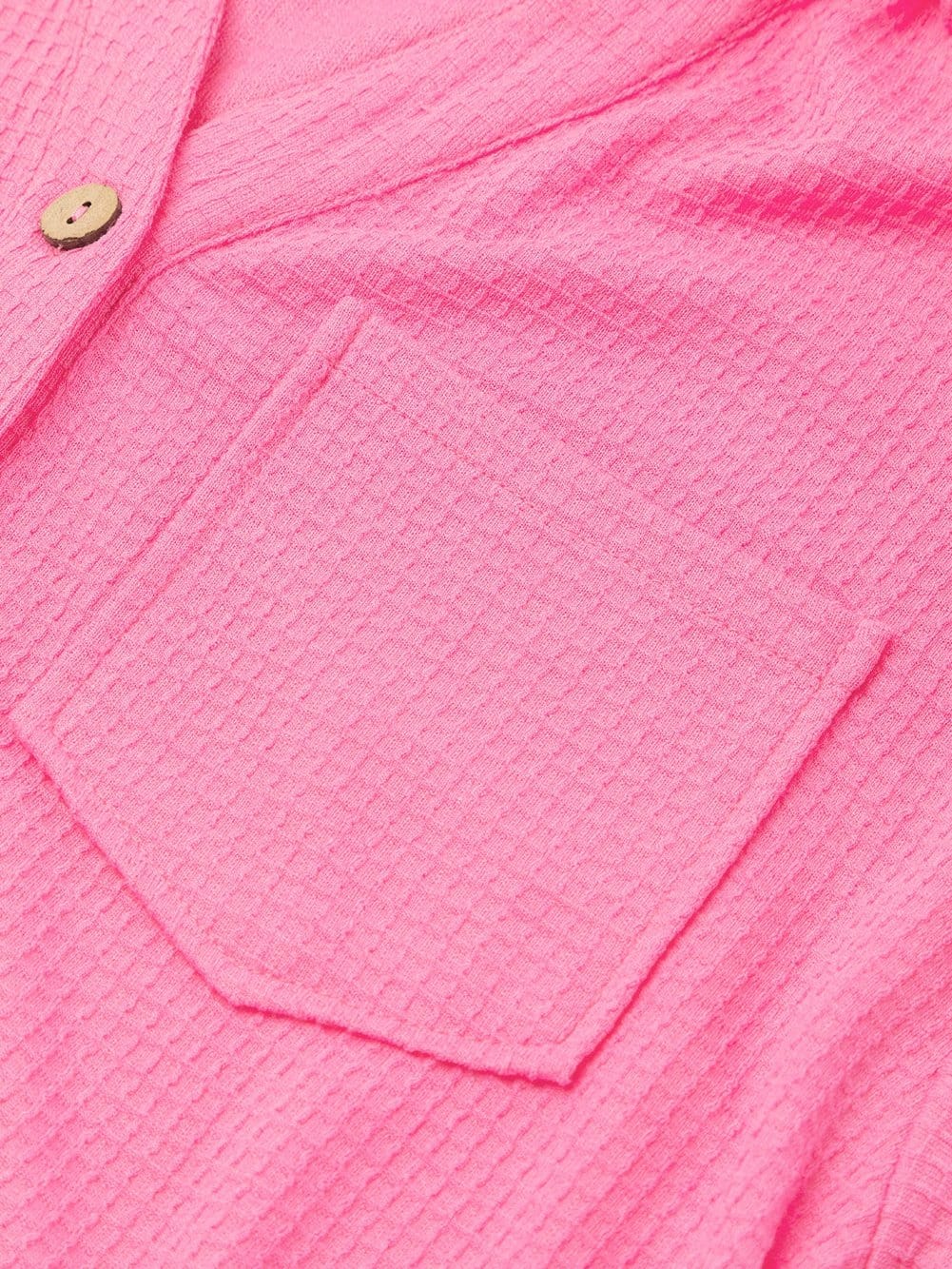 Vibrant Pink Waffle Knit Half Sleeve Shirt and Shorts Set