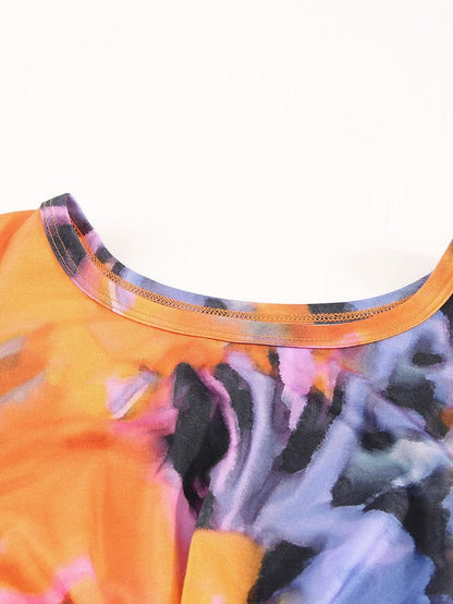 Vibrant Tie-dye Hollow Out Bodycon Mini Dress with Twist Detail