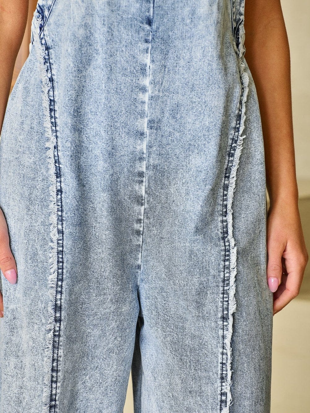 Vintage Beau Blue Denim Overall with Frayed Exposed Seam