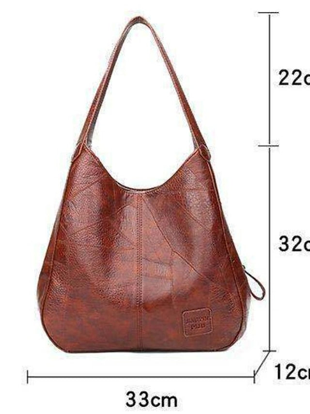 Women's Shoulder Bag Hobo Bag PU Leather Outdoor Office Shopping Large Capacity Solid Color claret Red Brown Black - LuckyFash™