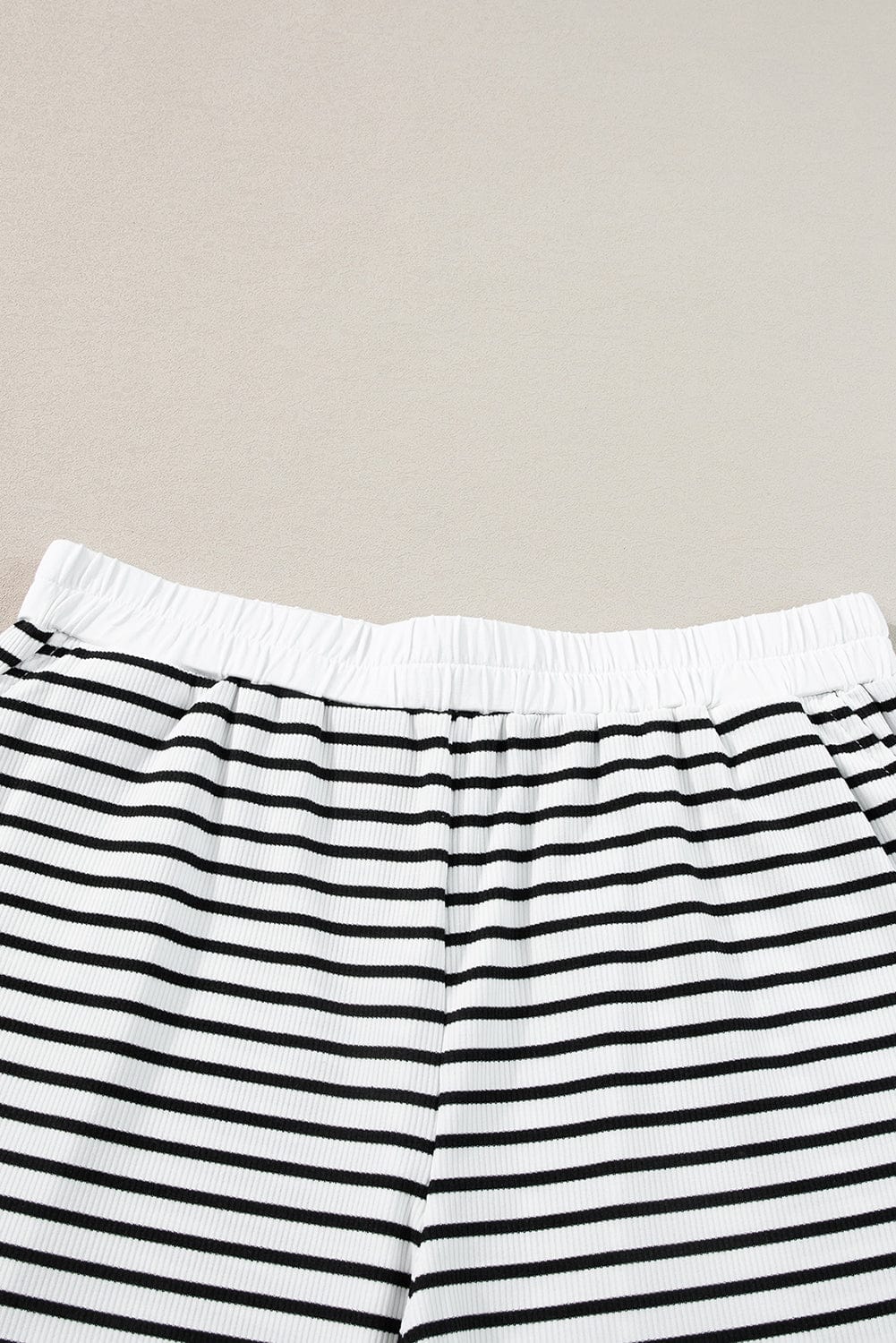 White Striped Casual Tee and Shorts Combo