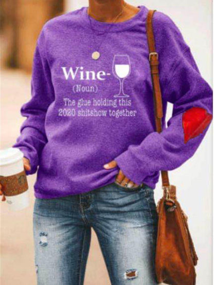 Wine Glass Heart Sweatshirt for Women