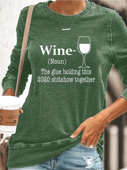 Wine Glass Print T-Shirt for Women