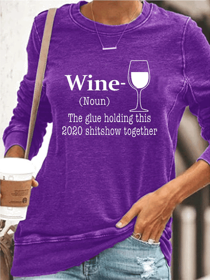 Wine Glass Print T-Shirt for Women