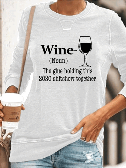 Wine Glass Print T-Shirt for Women