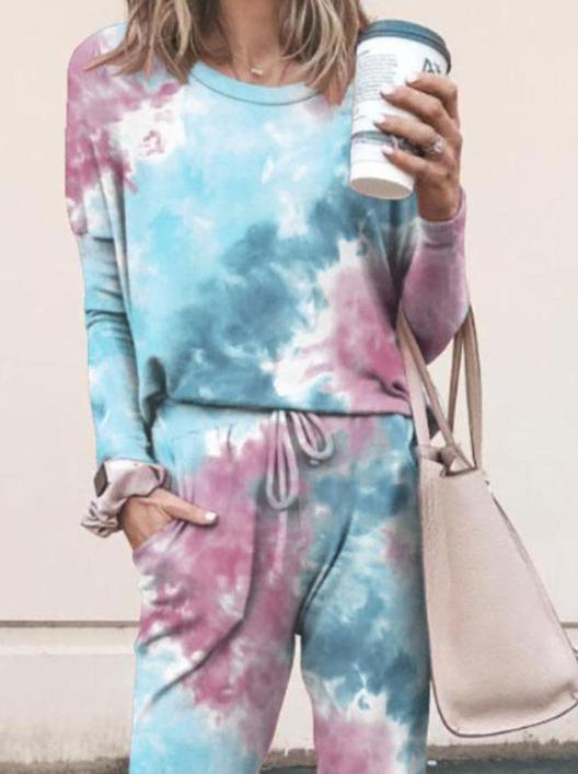 Woman Tie Dye Print Top & Drawstring Pants Set - LuckyFash™