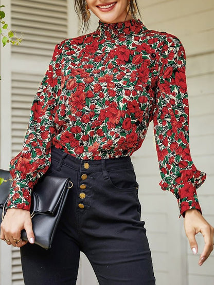 Women Casual Long Sleeve Print Top - LuckyFash™