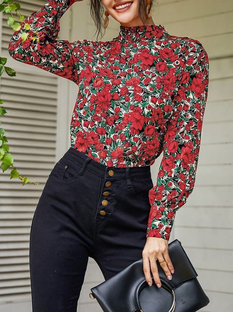 Women Casual Long Sleeve Print Top - LuckyFash™