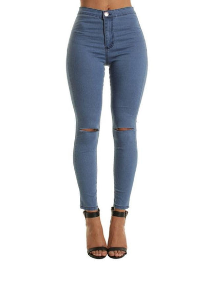 Women Hole Sexy Slim High Waist Pencil Jeans for Women