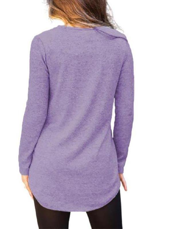 Women Long Sleeve Solid Color T-shirt - LuckyFash™