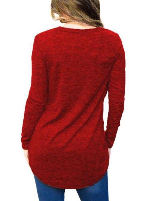 Women Long Sleeve Solid Color T-shirt - LuckyFash™