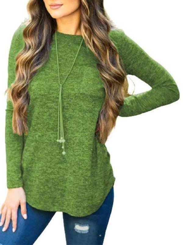 Women Long Sleeve Solid Color T-shirt - LuckyFash™