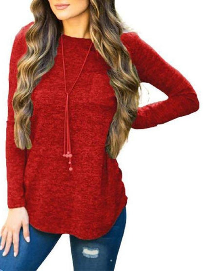 Women Long Sleeve Solid Color T-shirt - LuckyFash™