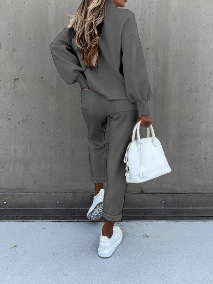 Women Loose Long Sleeve High Collar suit - LuckyFash™