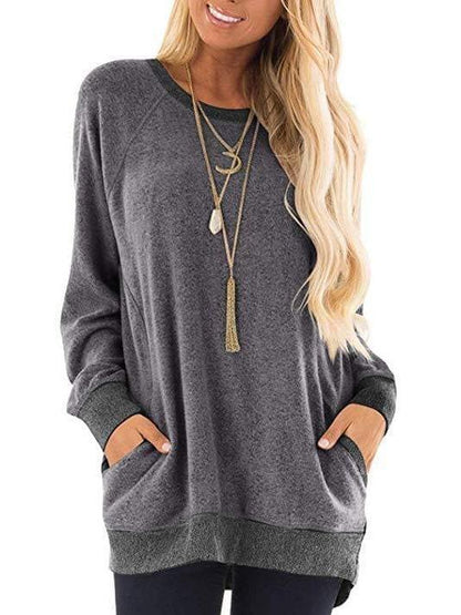 Women O-neck Color Block Sweatshirt for Women