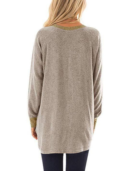 Women O-neck Color Block Sweatshirt for Women