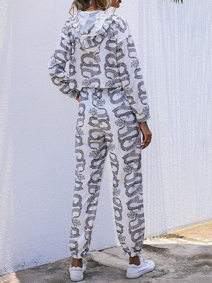 Women Printed Hooded Sportswear Suit - LuckyFash™