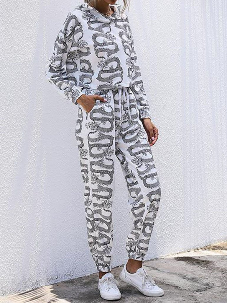 Women Printed Hooded Sportswear Suit - LuckyFash™