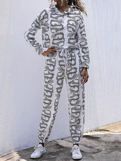 Women Printed Hooded Sportswear Suit - LuckyFash™