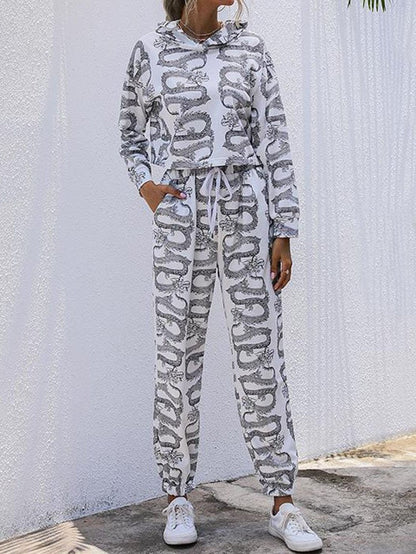 Women Printed Hooded Sportswear Suit - LuckyFash™