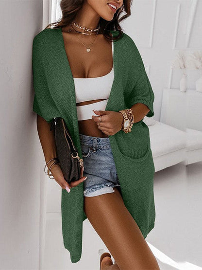 Women's Elegant Loose Cardigan Jacket with Mid-Length Sleeves