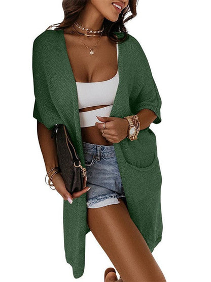 Women's Elegant Loose Cardigan Jacket with Mid-Length Sleeves