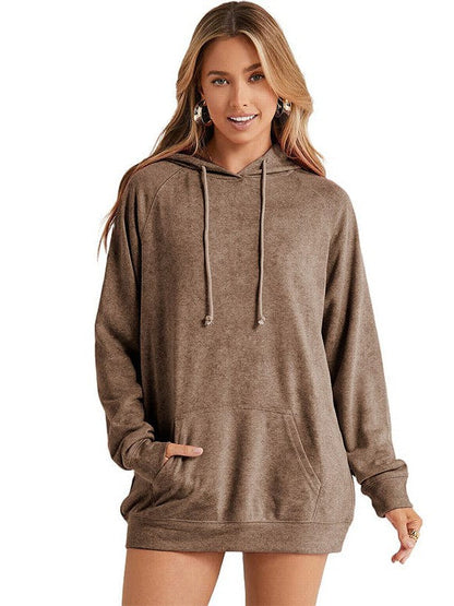 Women's Green Hooded Sweatshirt with Drawstring for Sports