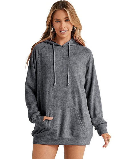 Women's Green Hooded Sweatshirt with Drawstring for Sports