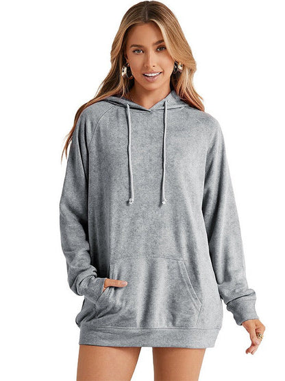 Women's Green Hooded Sweatshirt with Drawstring for Sports