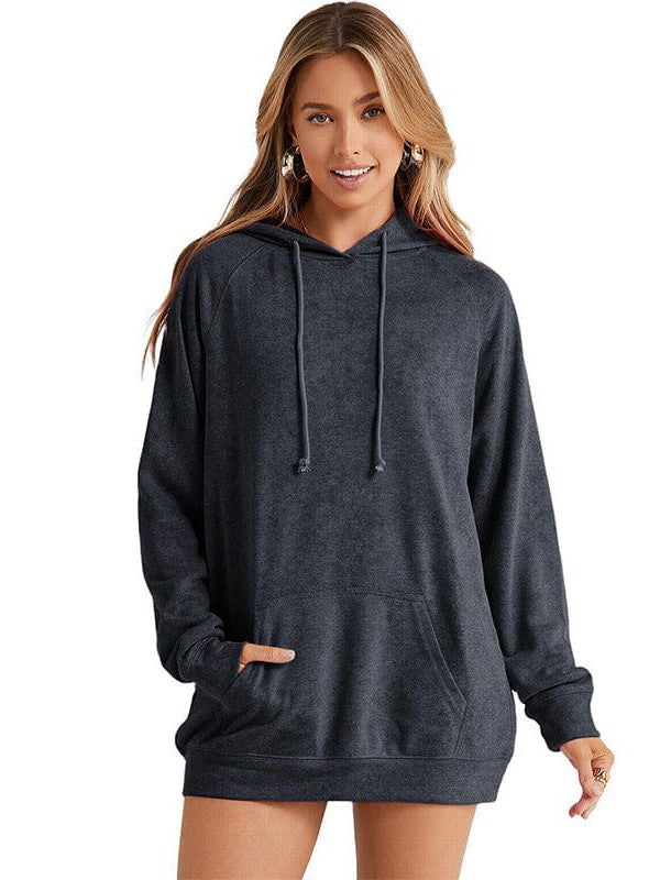 Women's Green Hooded Sweatshirt with Drawstring for Sports