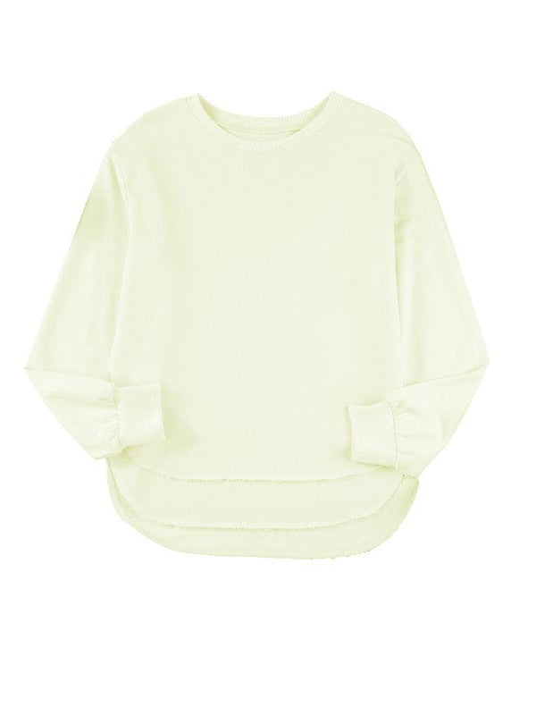 Women's Loose Fit Sweatshirt with Irregular Hem and Round Neck