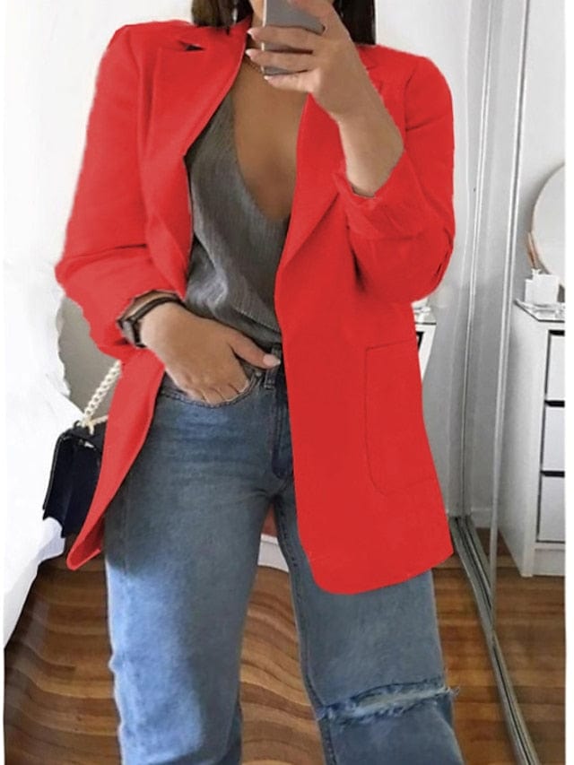 Women's Plus Size Curve Blazer for Fall and Winter with Long Sleeve and Pocket
