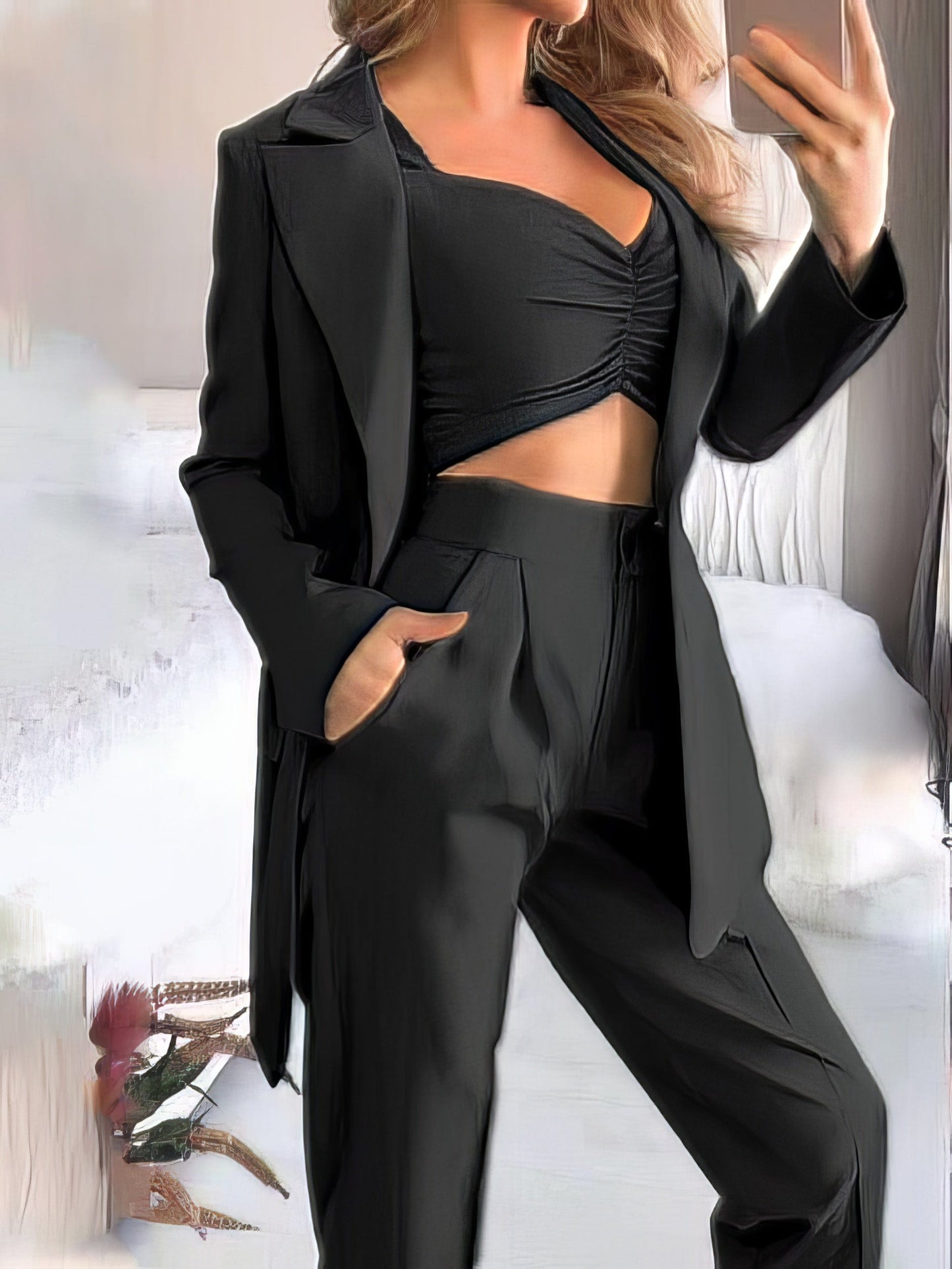 Women's Sets Long Sleeve Small Suit Loose Solid Three-Piece Suit