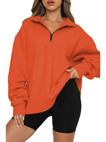 Stylish Zip-Up Sweatshirt & Solid Sweatpants Two-Piece Set