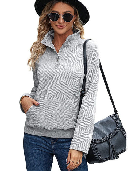 Stylish Zip-Up Sweatshirt & Solid Sweatpants Two-Piece Set