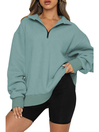 Stylish Zip-Up Sweatshirt & Solid Sweatpants Two-Piece Set