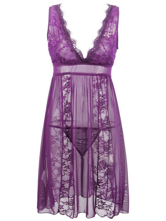 Women Transparent Lace Sling Nightdress for Women