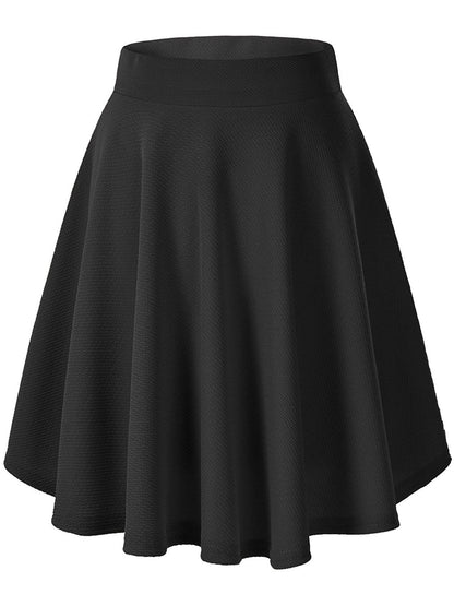 Basic Versatile Stretchy Flared Casual Mini Skater Skirt for Women