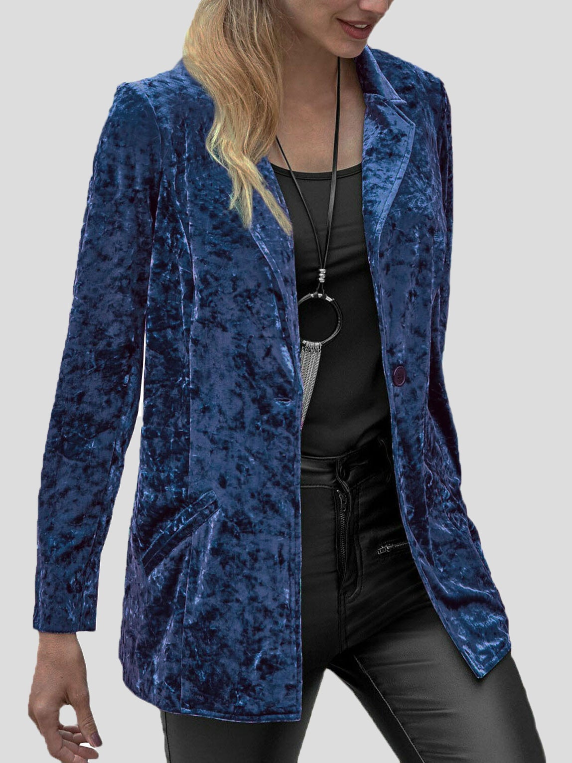 Blazers Casual Lapel Velvet Long Sleeve Blazer for Women