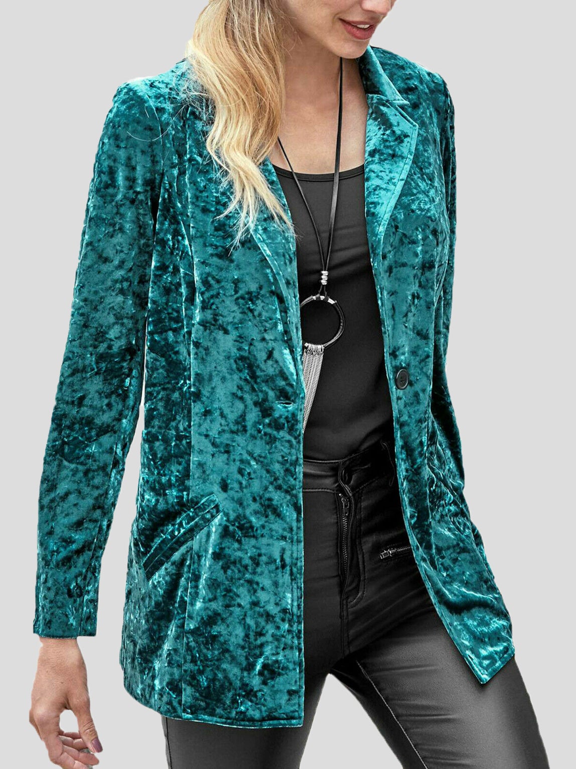 Blazers Casual Lapel Velvet Long Sleeve Blazer for Women