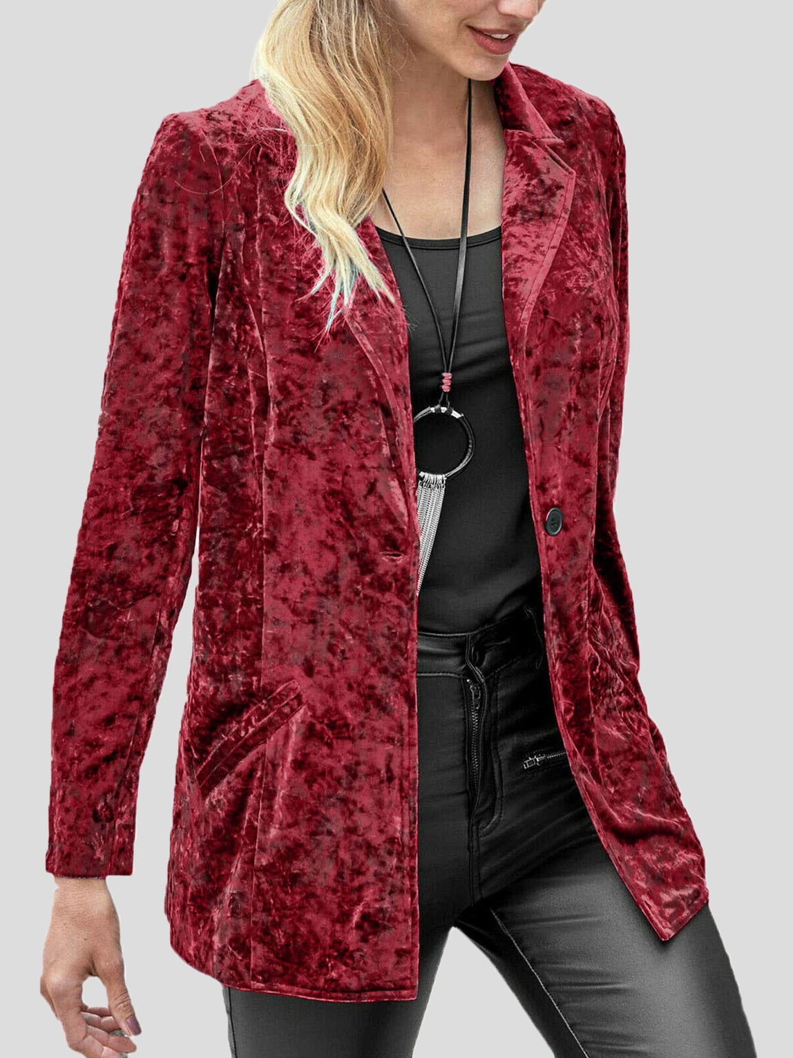 Blazers Casual Lapel Velvet Long Sleeve Blazer for Women